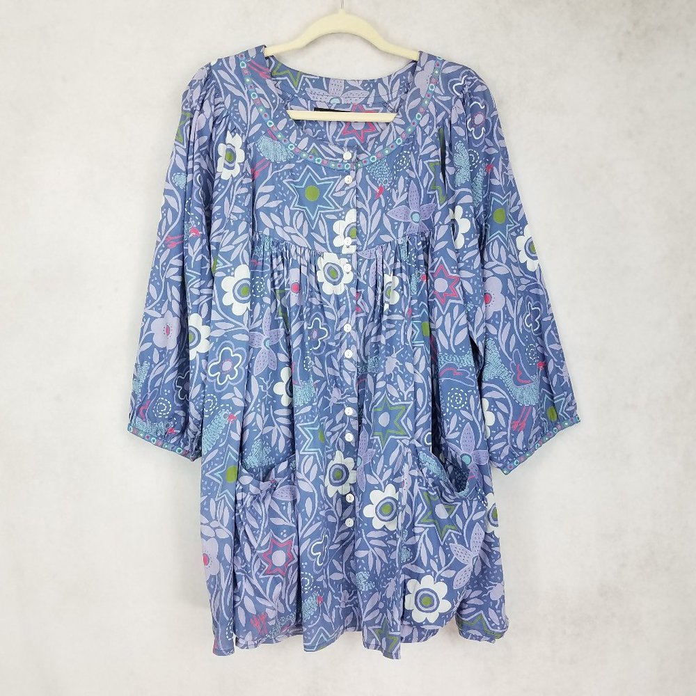 Gudrun Sjoden Size L Floral Tunic Top